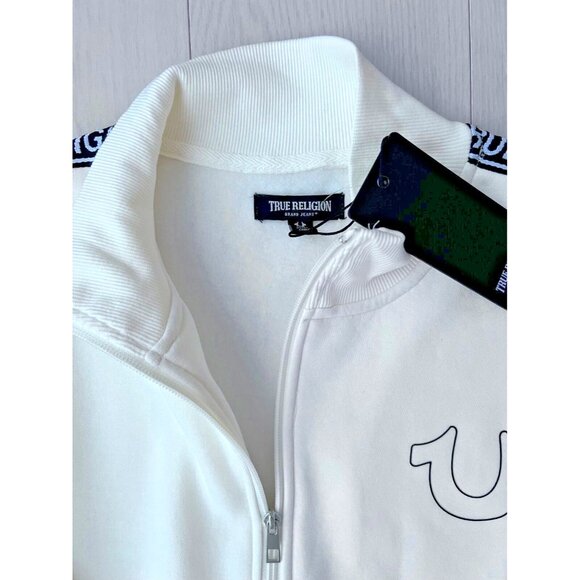 True Religion 700320 Logo Trim Tracket Jacket Winter White ( M ) - Picture 3 of 3